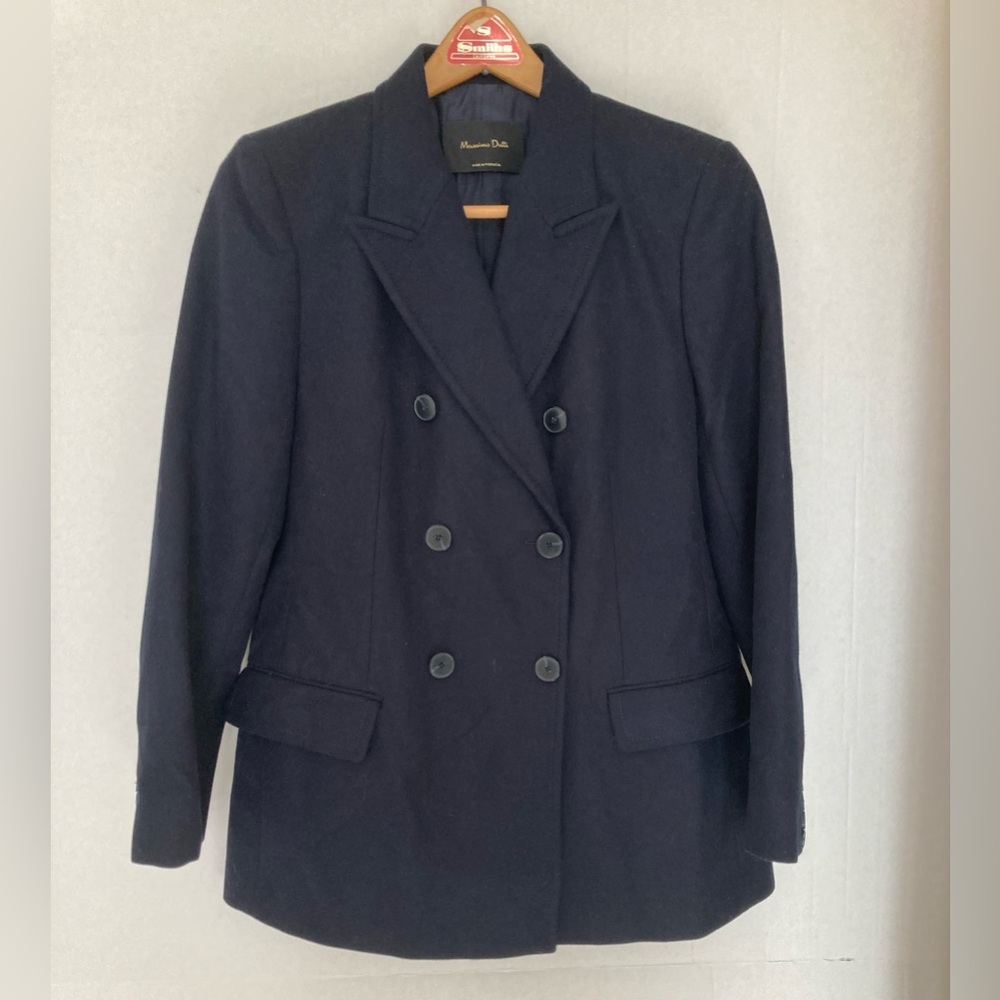 Massimo Dutti EUC Size 8 Double Breasted Blazer Jacket in Navy